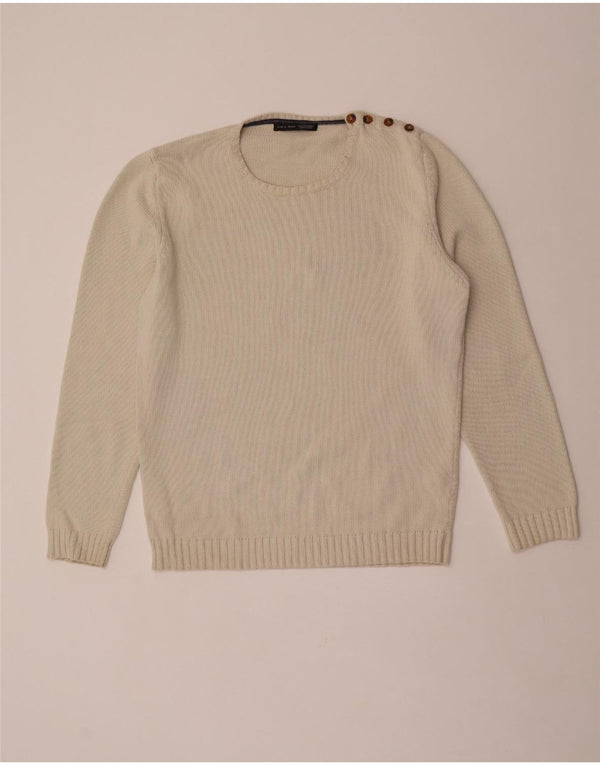 Pulover pentru bărbați Zara, cu gât crew, XL, bumbac, bej