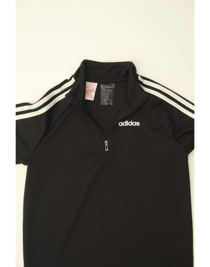 ADIDAS Girls Climalite Zip Neck Pullover Tracksuit Top 11-12 Years Black Vintage Adidas and Second-Hand Adidas from Messina Hembry 