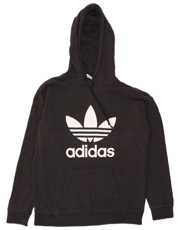 Pulover cu glugă supradimensionat cu grafic Adidas pentru femei UK 10 Bumbac negru mic