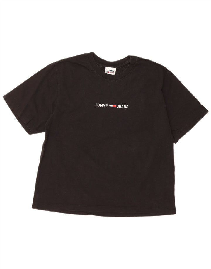 TOMMY HILFIGER Tricou cu grafic crop pentru femei Top UK 10 Bumbac negru mic