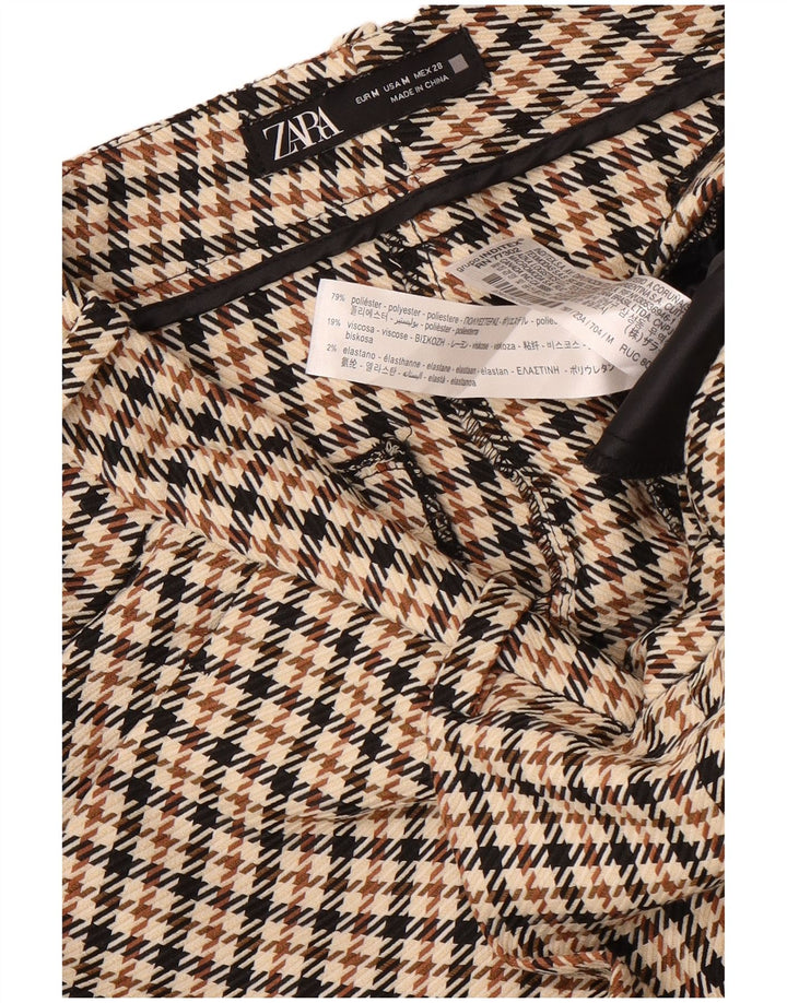 Pantaloni scurți chino pegged pentru femei Zara Medium W28 Brown Houndstooth Poliester