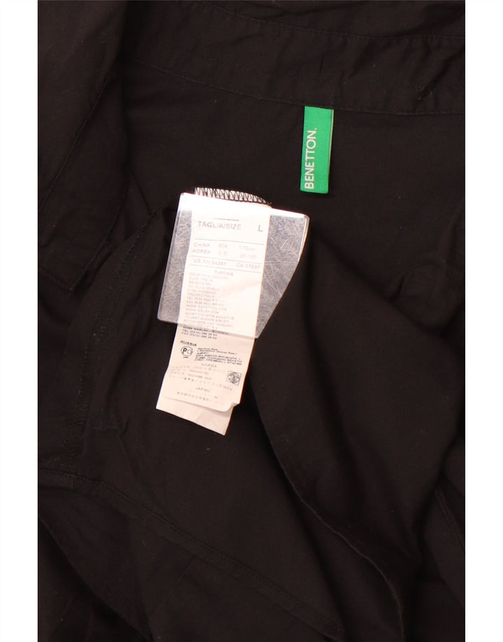 Cămașă pulover pentru femei BENETTON UK 16 mare, negru, bumbac