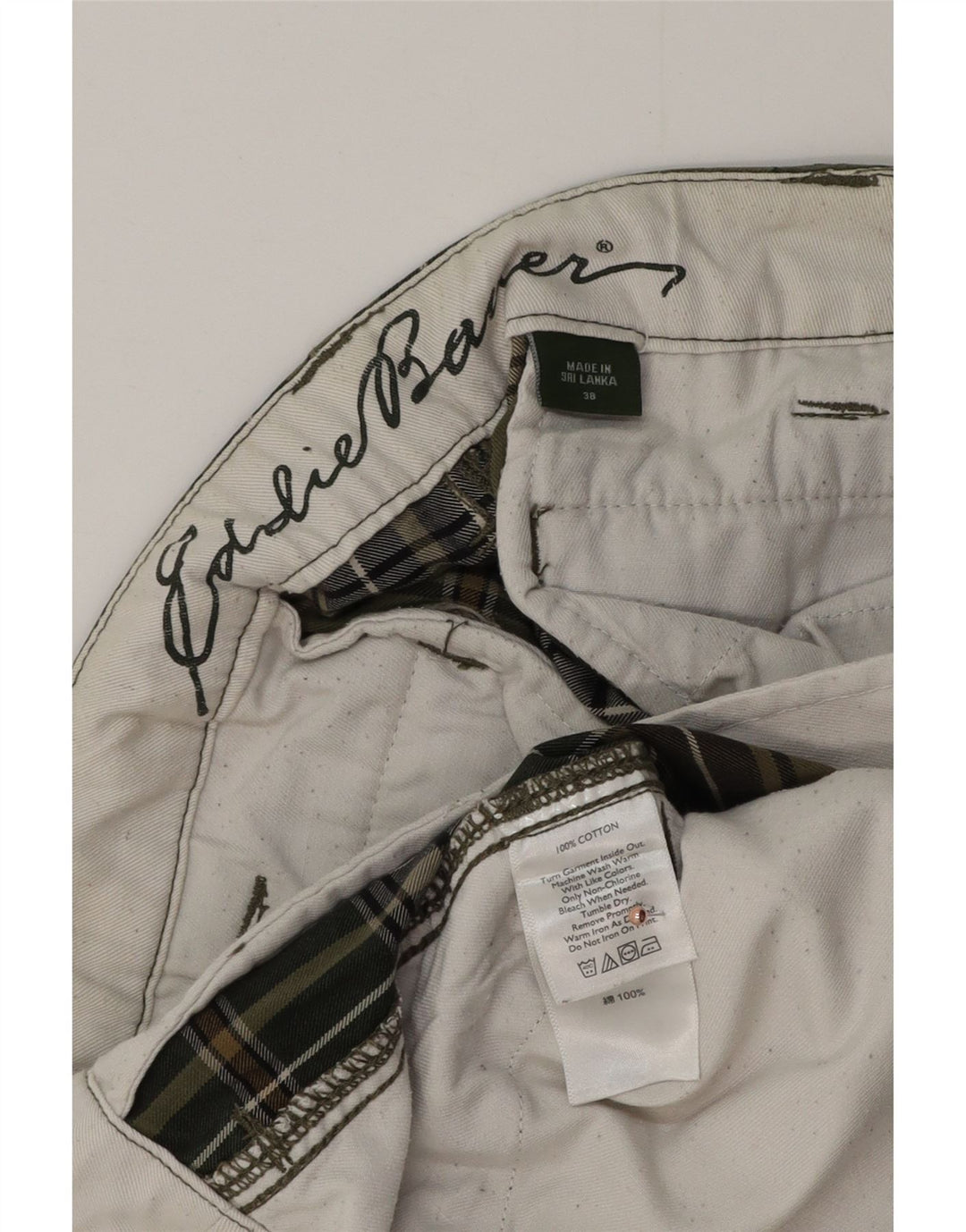 Pantaloni scurți cargo pentru bărbați EDDIE BAUER W38 XL din bumbac kaki Check
