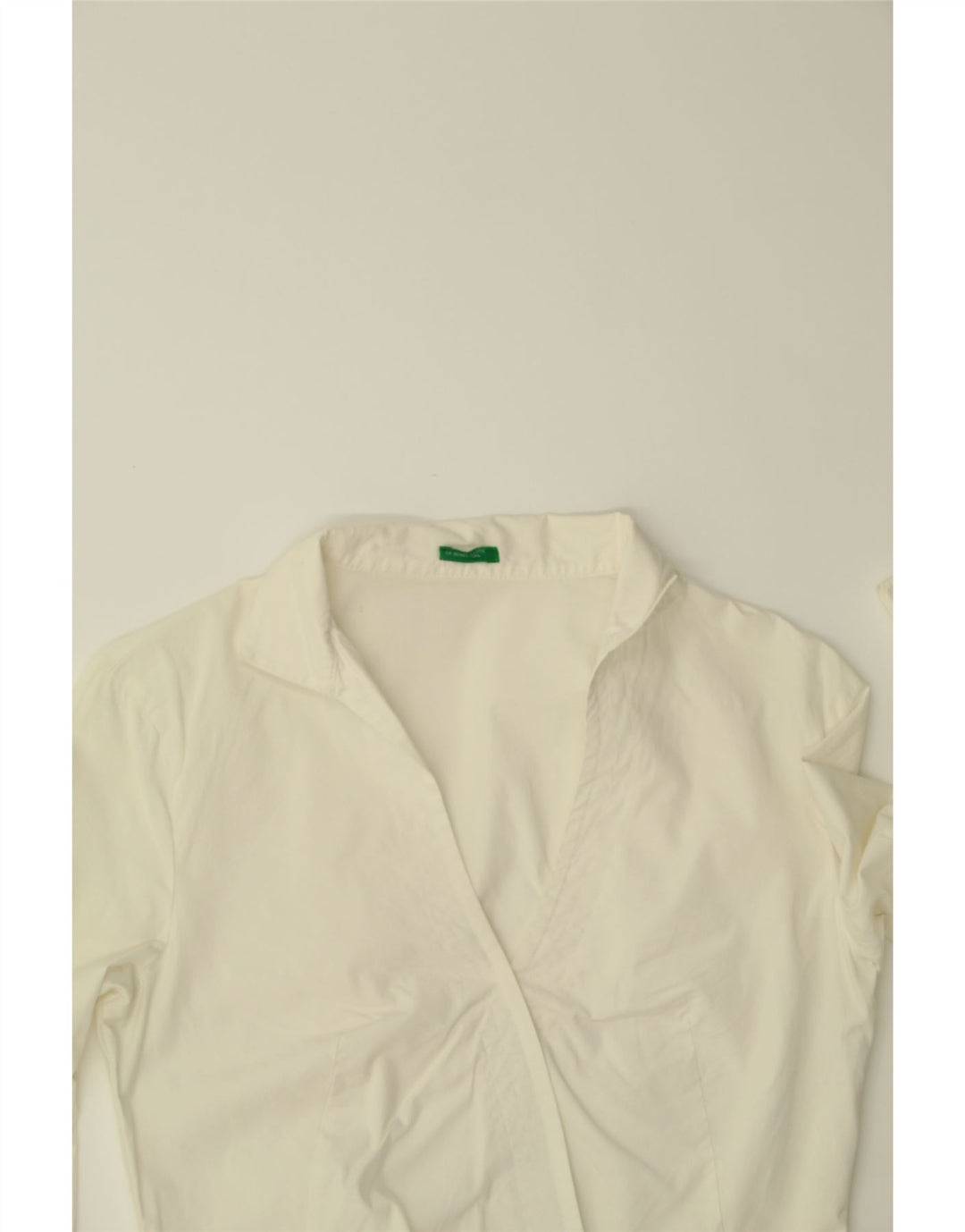 Bluză cămașă pentru femei BENETTON UK 12 Bumbac alb mediu