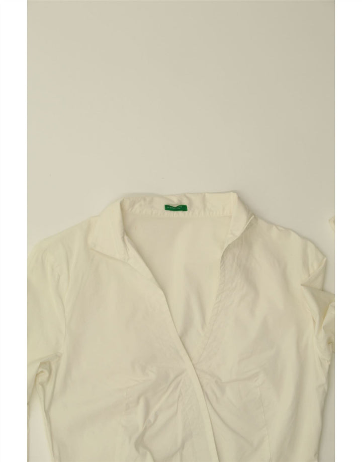 Bluză cămașă pentru femei BENETTON UK 12 Bumbac alb mediu