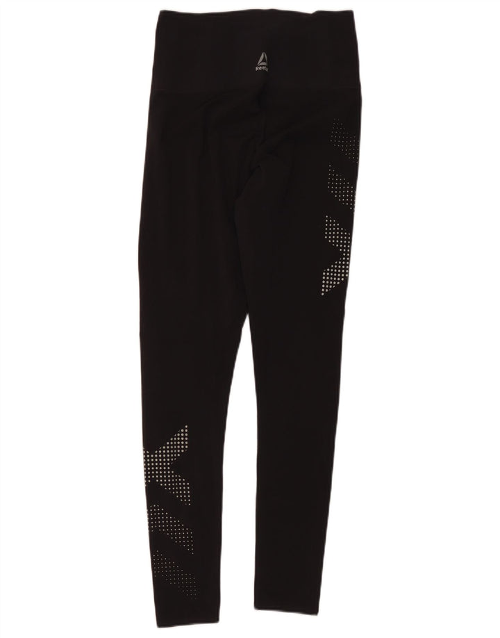 Leggings grafic Reebok pentru femei UK 10 Small Black