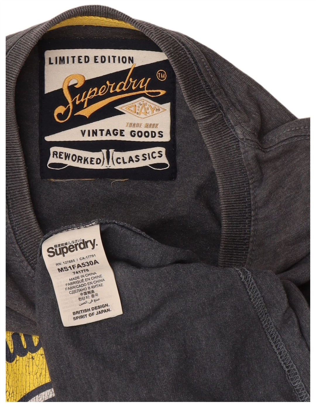 Tricou grafic pentru bărbați Superdry Top din bumbac gri mediu