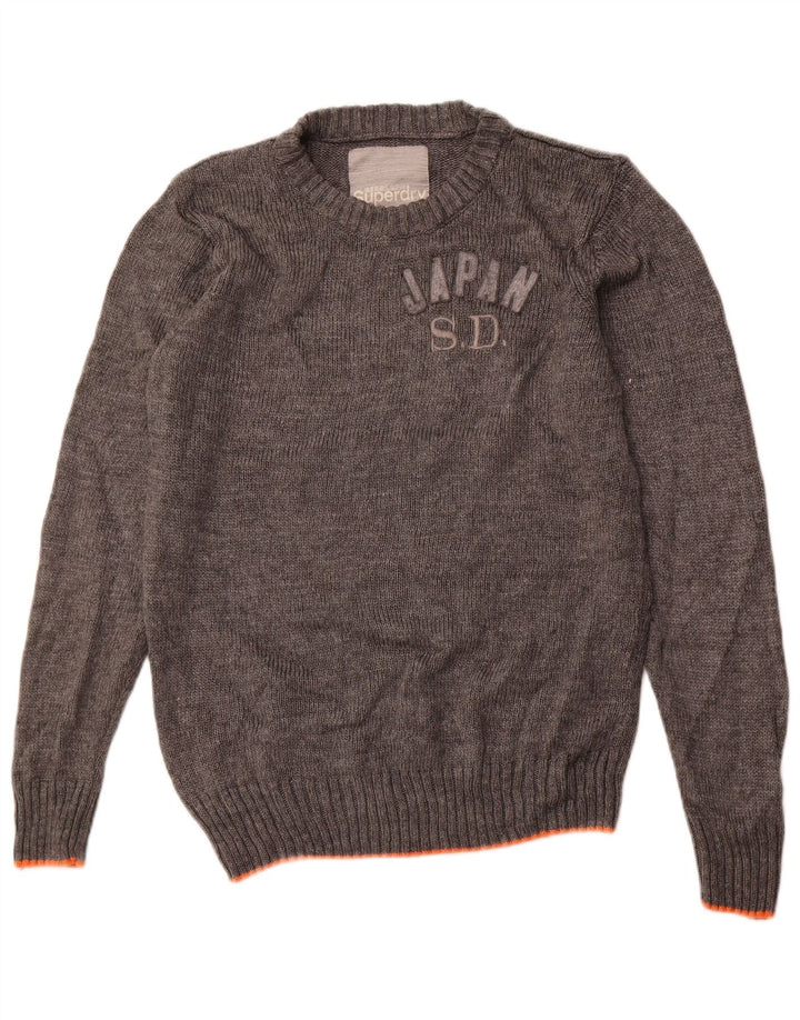 Pulover Superdry pentru bărbați cu decolteu triplu, mare, gri acrilic