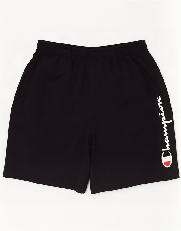 Pantaloni scurți sport grafic Champion pentru bărbați, bumbac negru mic