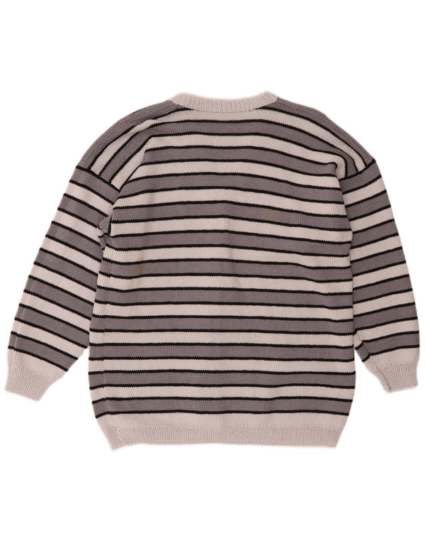 Pulover Cardigan Vintage pentru femei UK 18 XL Gri cu dungi