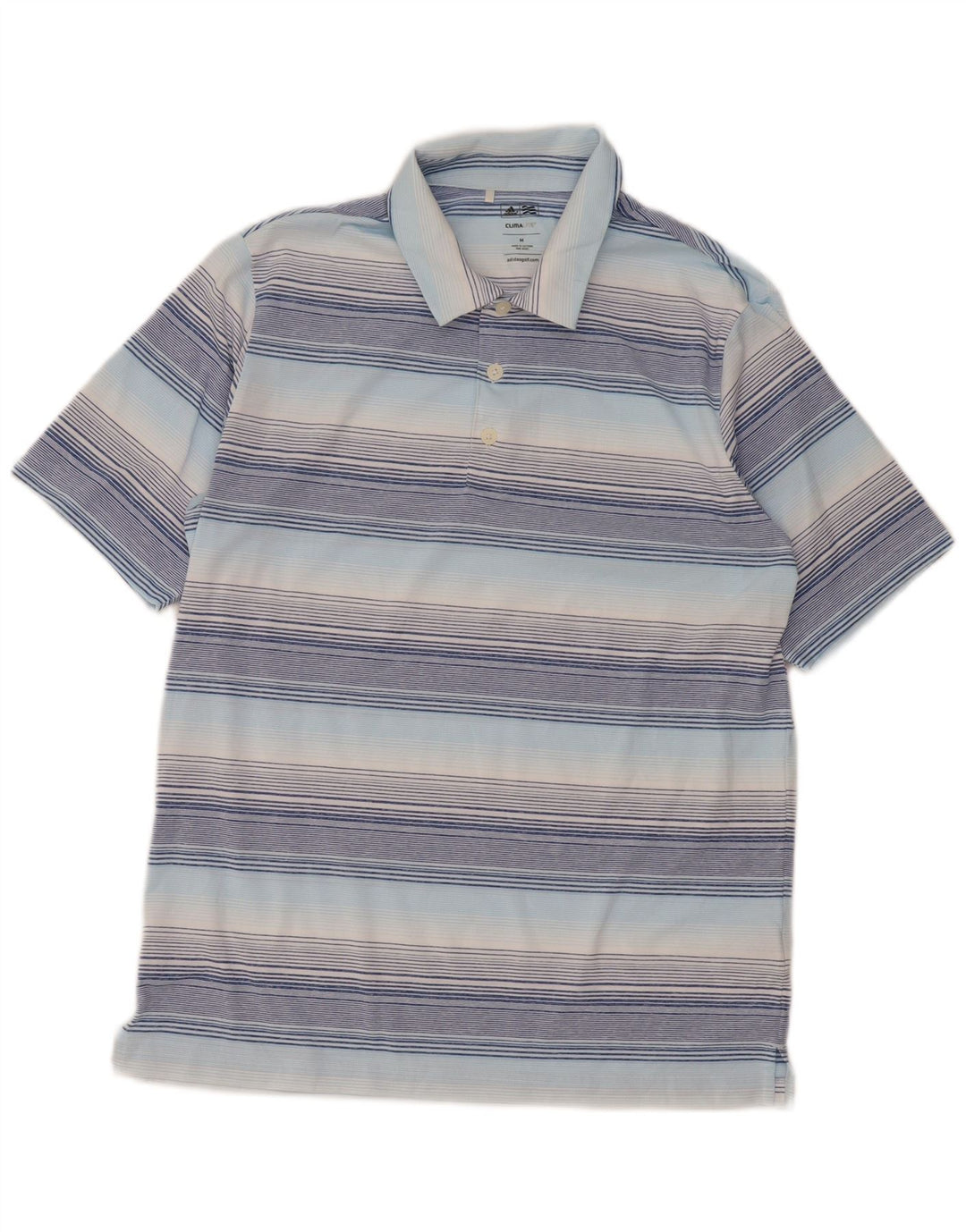 Tricou Polo Adidas bărbați Climalite, albastru mediu cu dungi, poliester