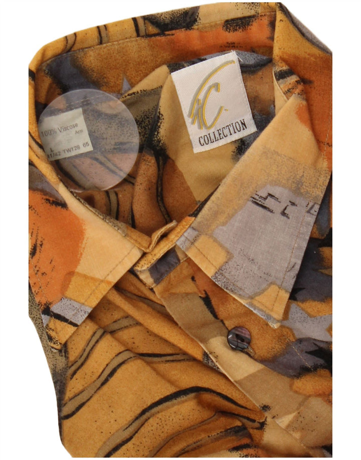 Cămașă pentru bărbați VINTAGE cu model abstract Mărimea 41/42 Viscoză mare maro