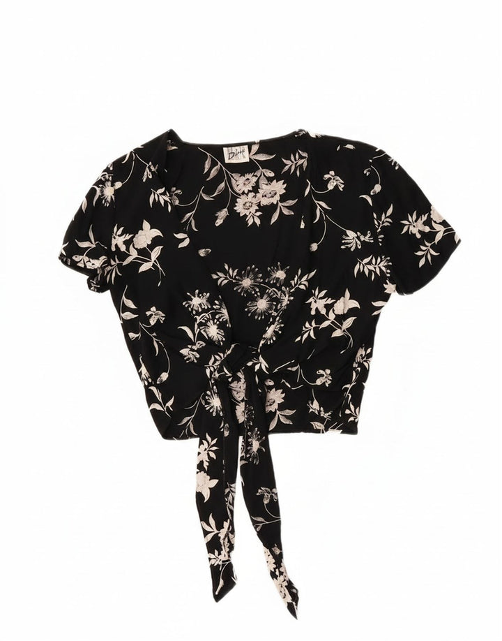 Top cardigan cu cravată în față pentru femei Max Dine IT 42 Medium Black Floral