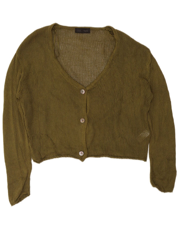 Pulover cardigan pentru femei Zara UK 16, mare, kaki, bumbac