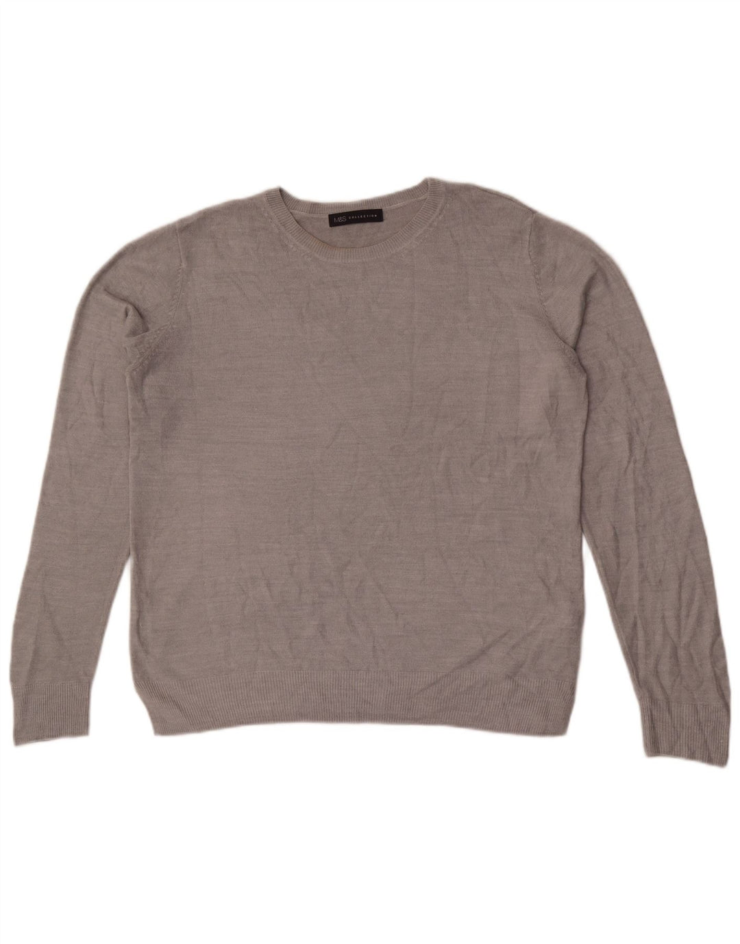 Pulover pentru femei Marks & Spencer cu decolteu triplu UK 14 mare, gri acrilic