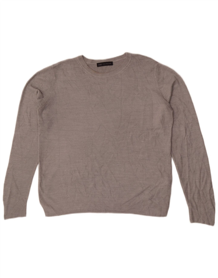 Pulover pentru femei Marks & Spencer cu decolteu triplu UK 14 mare, gri acrilic