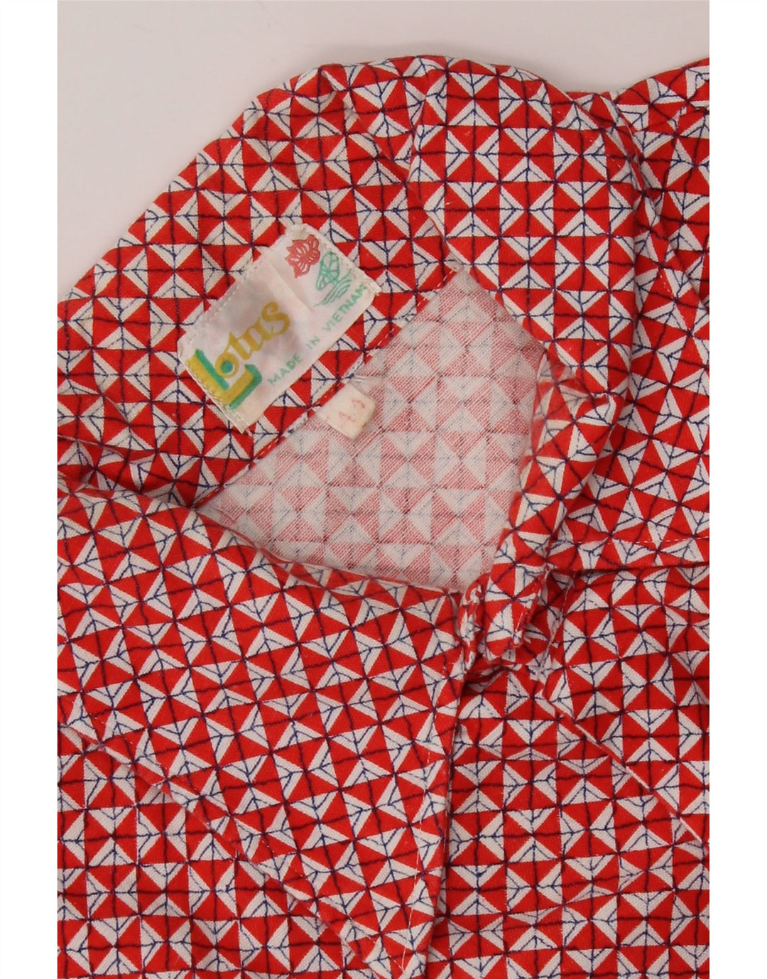 Cămașă Vintage pentru bărbați Mărimea 44 XL Roșu Geometric