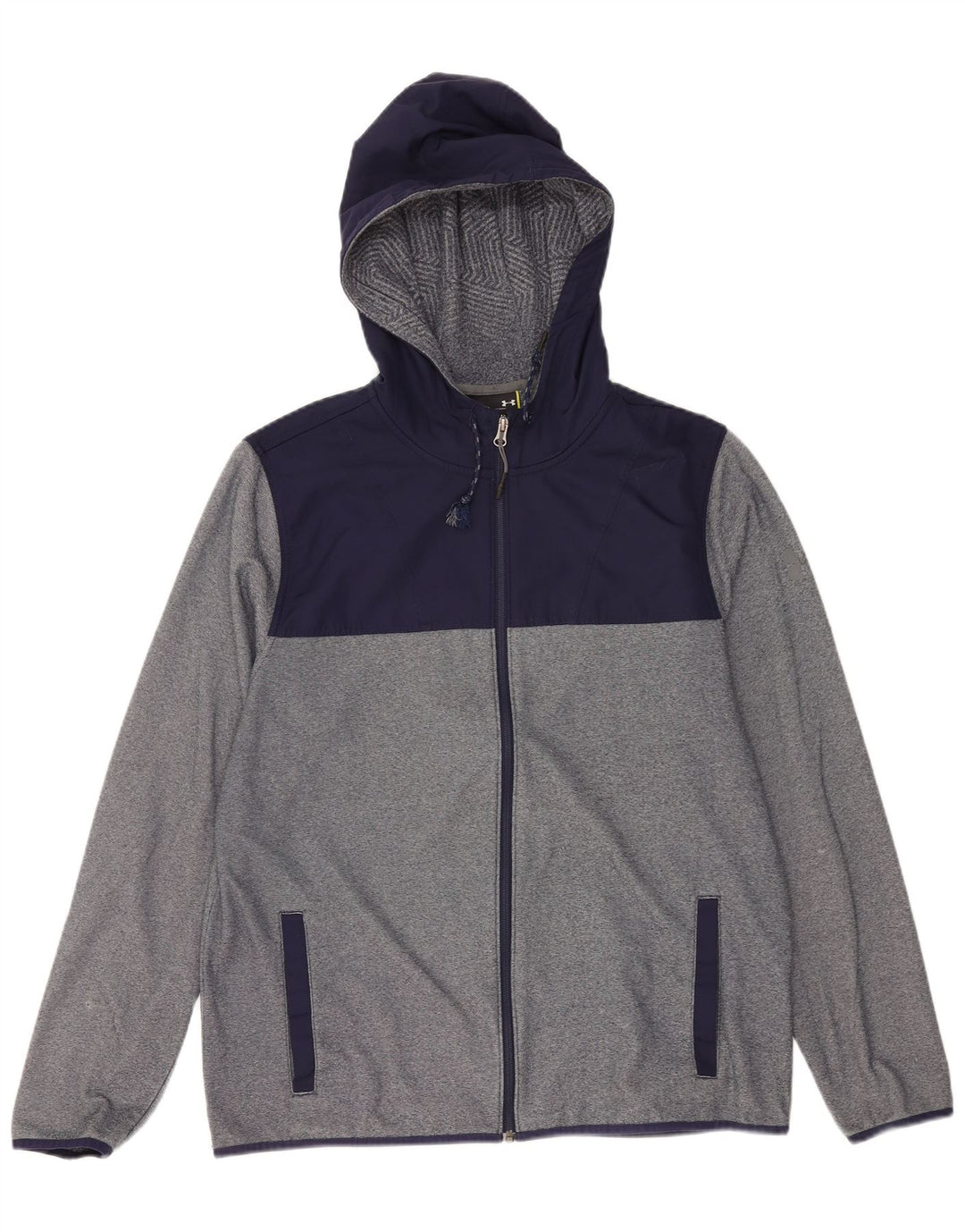Pulover cu capotă cu fermoar Under Armour pentru bărbați, mare, gri, poliester color bloc