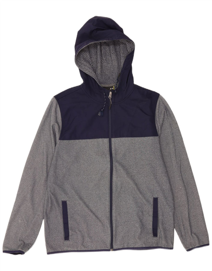 Pulover cu capotă cu fermoar Under Armour pentru bărbați, mare, gri, poliester color bloc