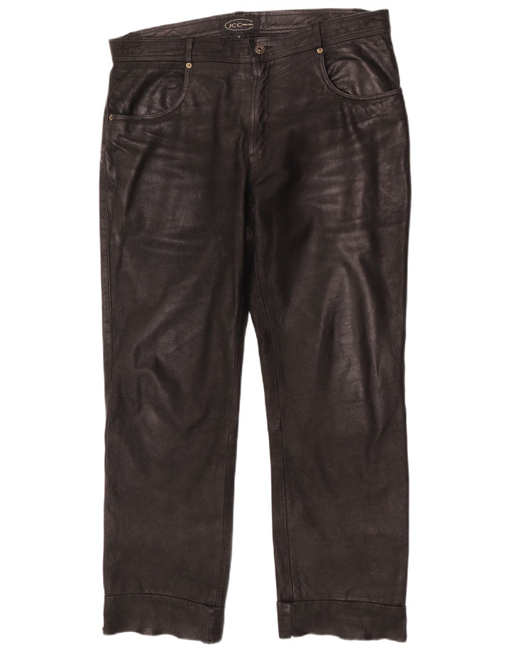 Pantaloni din piele pentru bărbați JCC W38 L30 din piele neagră