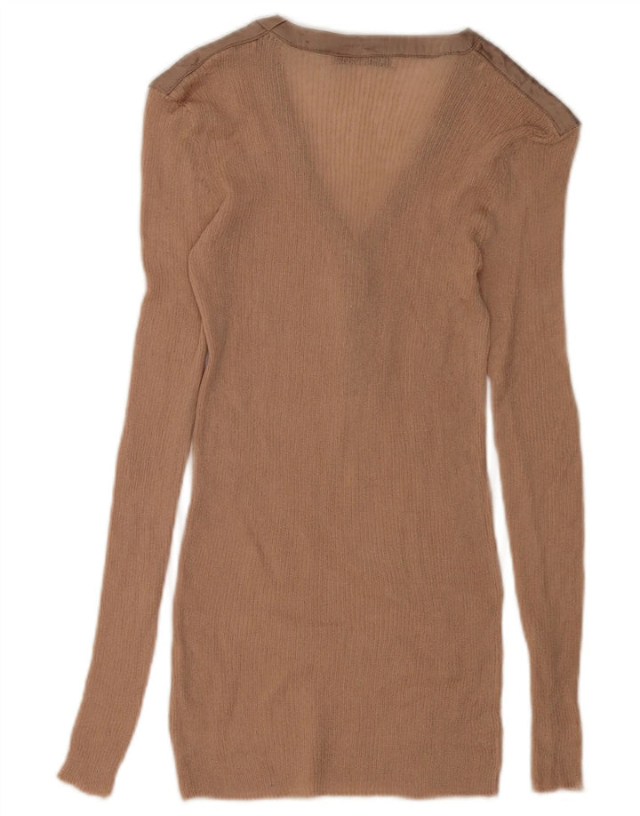 Top femeie Zara cu mânecă lungă UK 10 mic bej colorblock