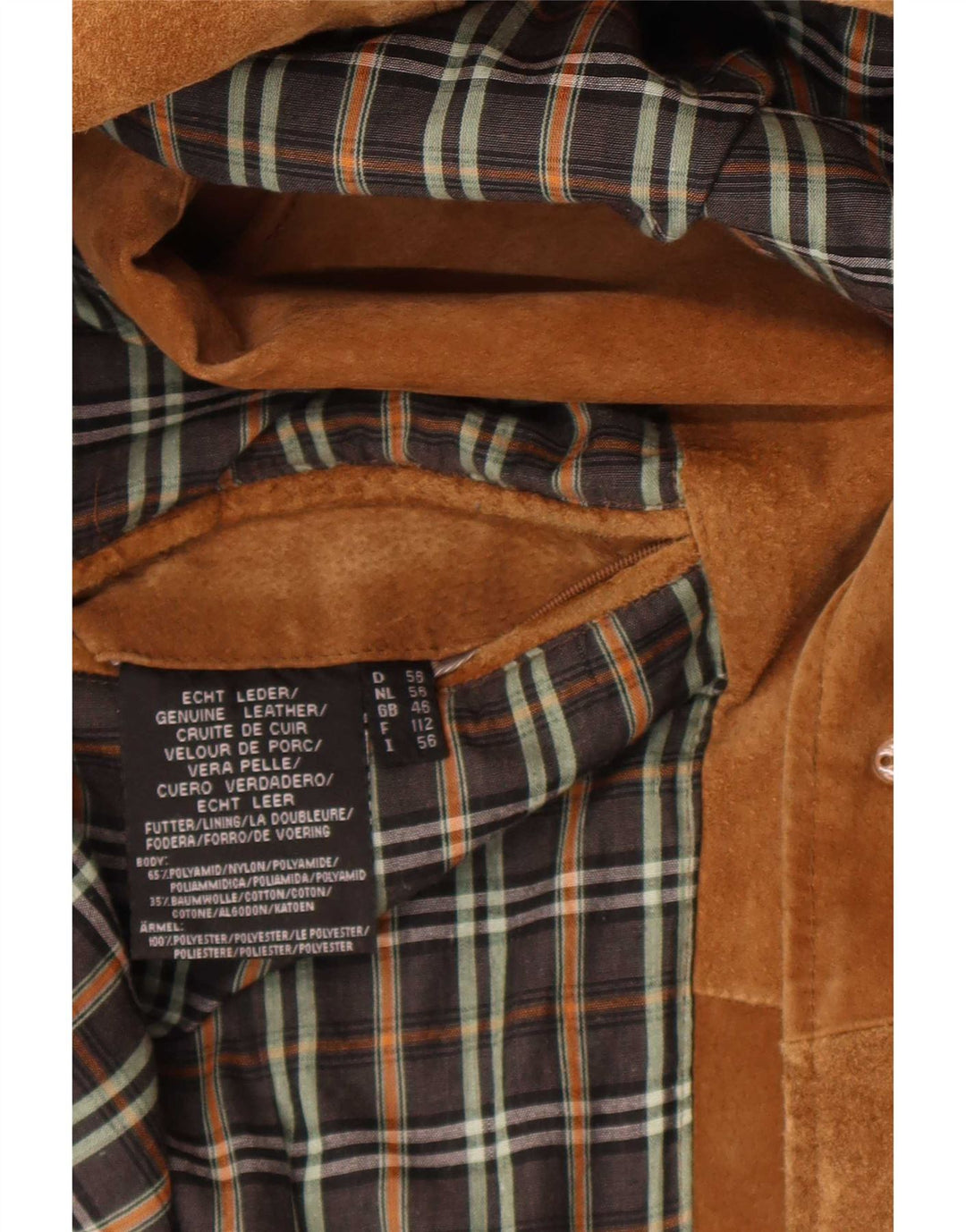 Blazer Vintage pentru bărbați cu 3 nasturi din piele intoarsa UK 46 3XL piele bej