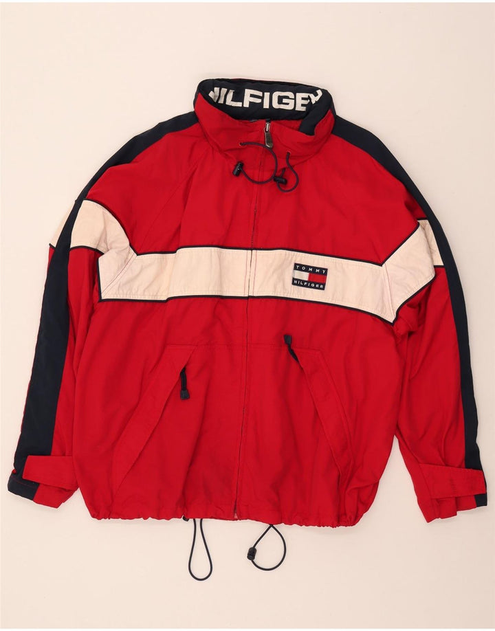 Jachetă de ploaie cu glugă pentru bărbați Tommy Hilfiger UK 40 mare, roșu, nailon color bloc