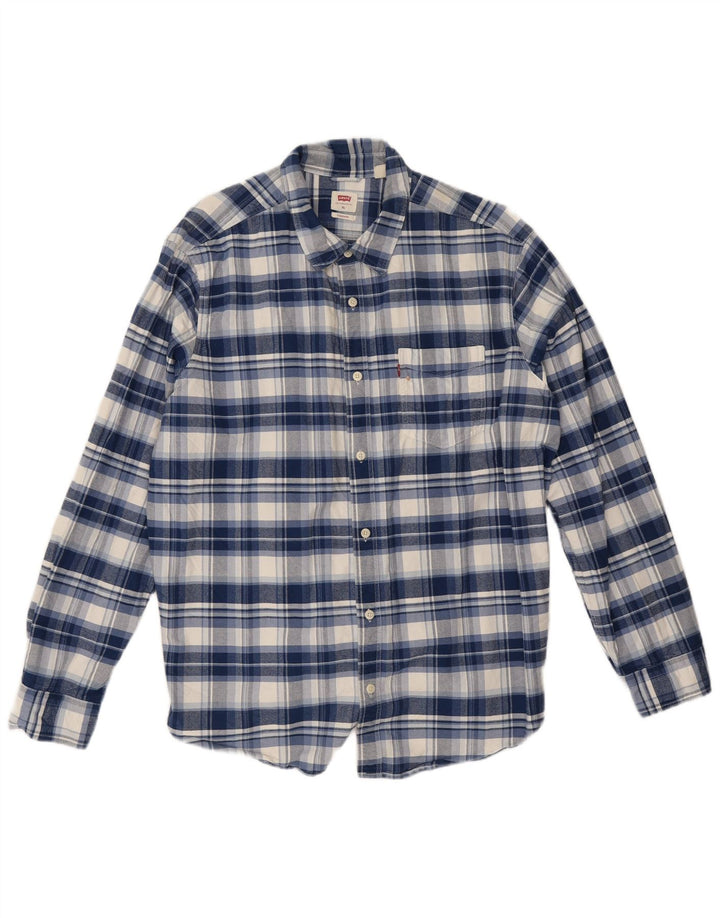 Cămașă de flanel standard Levi's pentru bărbați XL, bumbac cu carouri albastre