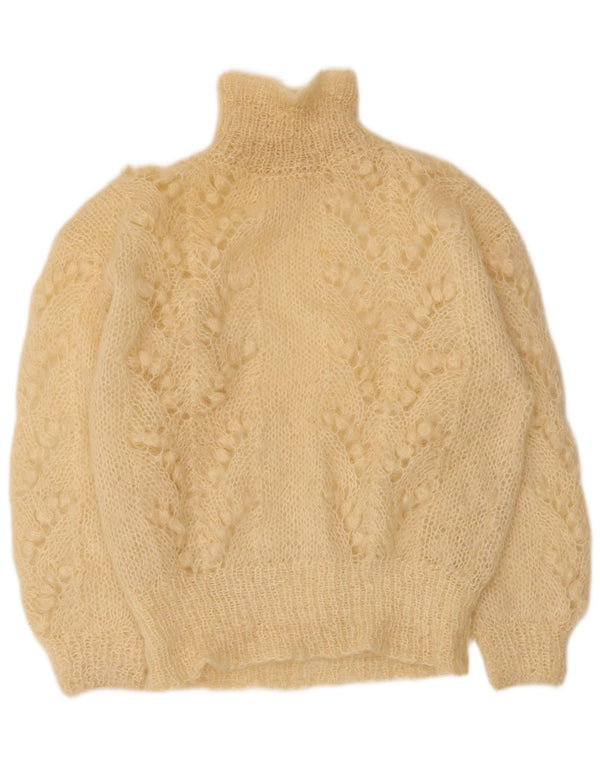 Pulover vintage cu gât țestoasă pentru femei UK 14 mare bej