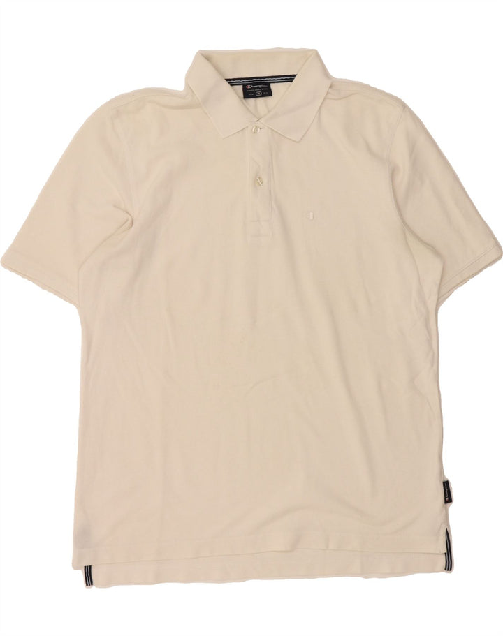 CHAMPION Mens Polo Shirt Medium White Vintage Champion and Second-Hand Champion from Messina Hembry 