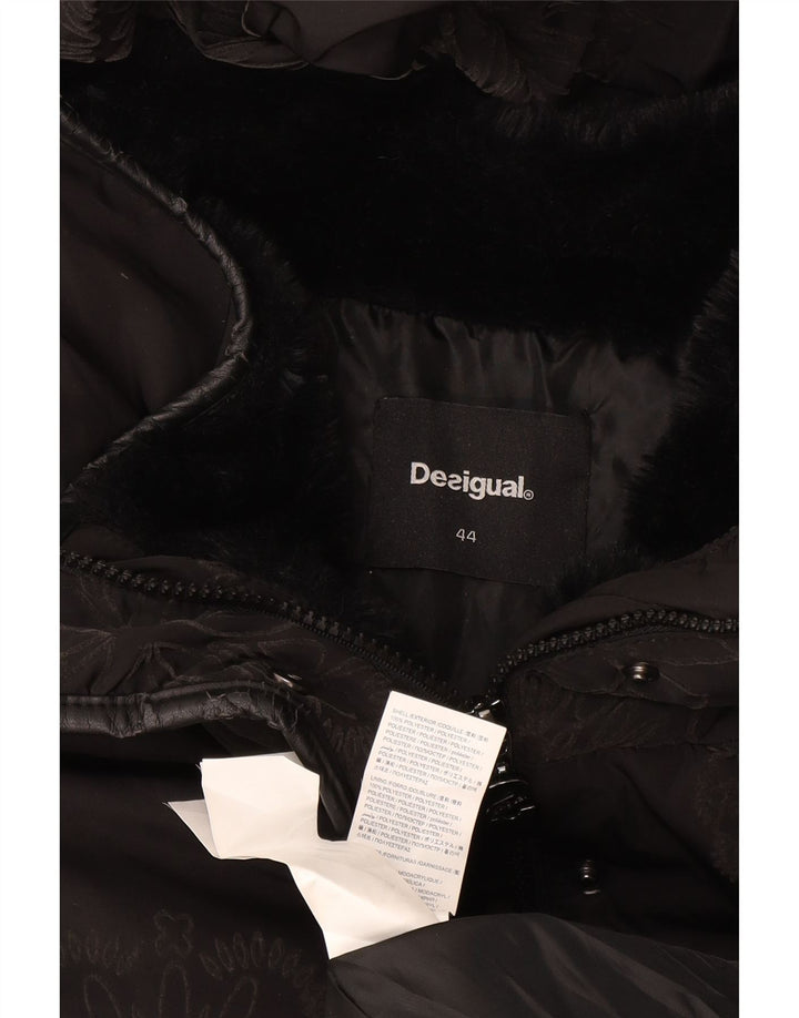 Jachetă căptușită cu glugă Desigual pentru femei IT 44 Medium Black Floral