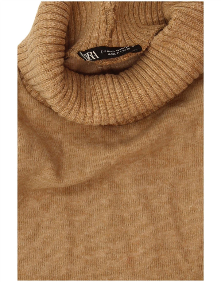 Vesta cu gât rulat pentru femei Zara UK 14 Poliester mediu bej