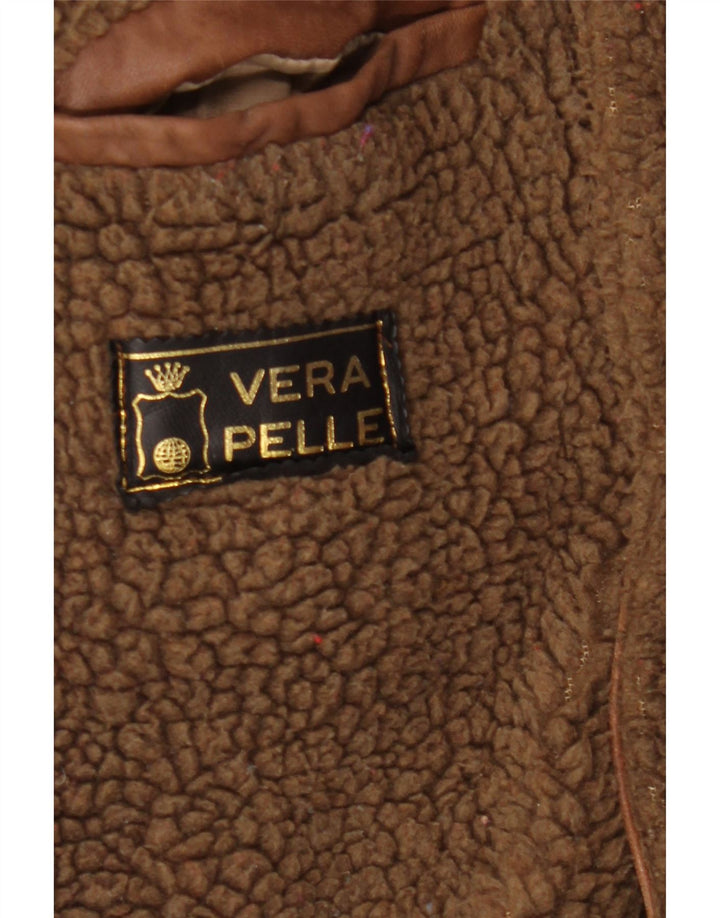 Jachetă din piele pentru bărbați de epocă Sherpa UK 38 din piele maro medie