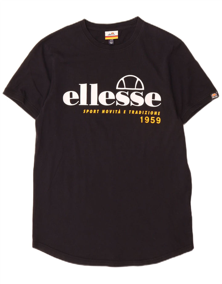 Tricou cu grafică pentru bărbați Ellesse Top mediu din bumbac negru
