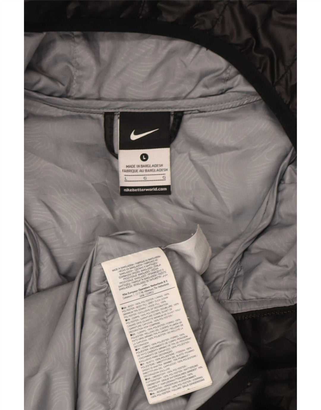 Jachetă căptușită cu glugă pentru bărbați Nike UK 40 Poliester negru mare