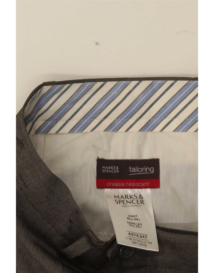 Marks & Spencer Pantaloni drepți pentru bărbați L34 L29 Poliester gri