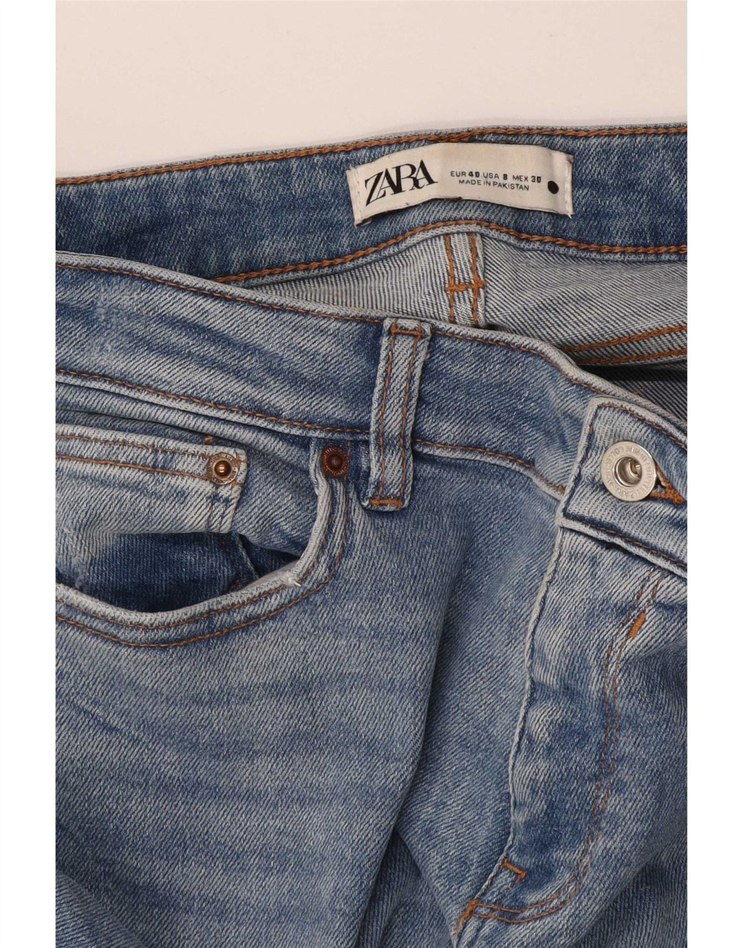 Blugi skinny distressed pentru femei Zara EU 40 Medium W30 L28 Albastru