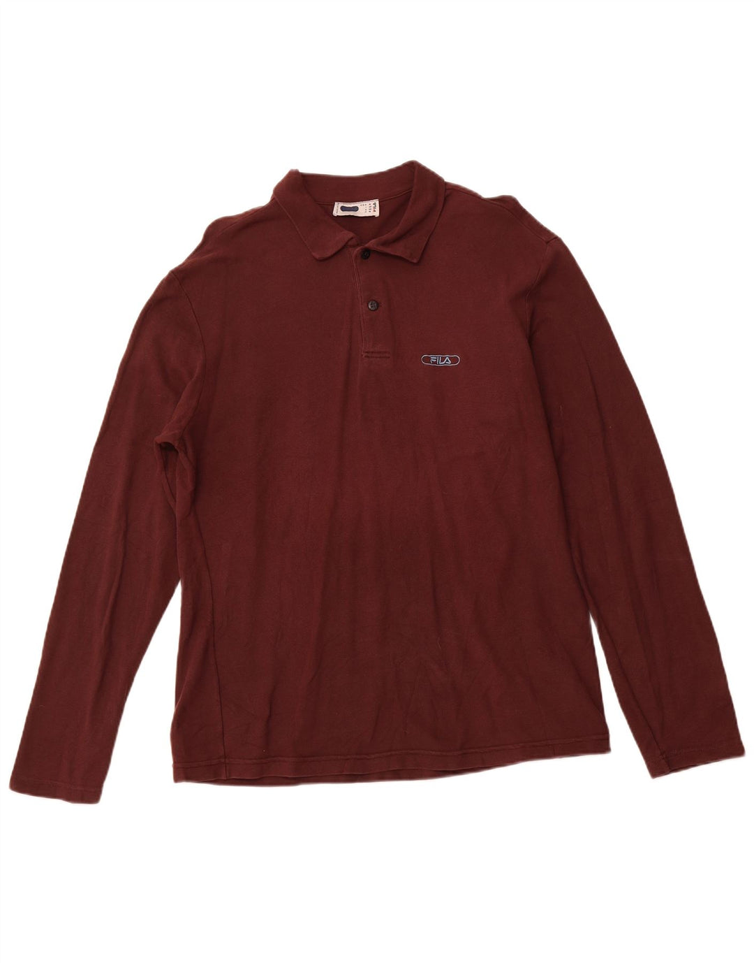 Tricou polo pentru bărbați Fila cu mânecă lungă, burgundă medie