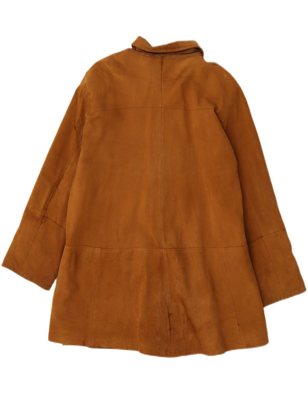 Palton supradimensionat din piele vintage pentru femei UK 20 2XL piele maro