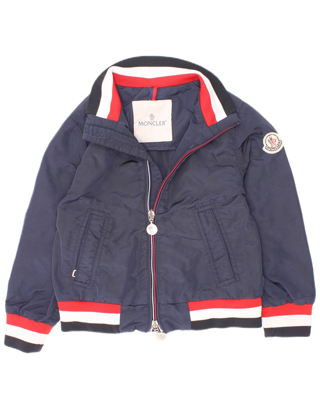 Jachetă Bomber Moncler pentru băieți 3-4 ani, albastru bleumarin, poliamidă color bloc