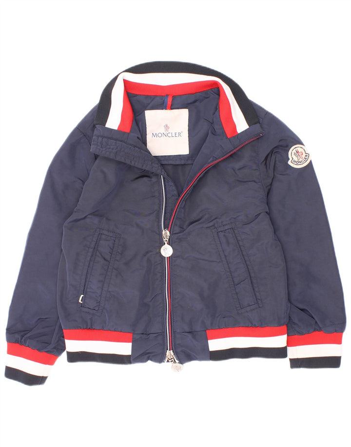 Jachetă Bomber Moncler pentru băieți 3-4 ani, albastru bleumarin, poliamidă color bloc