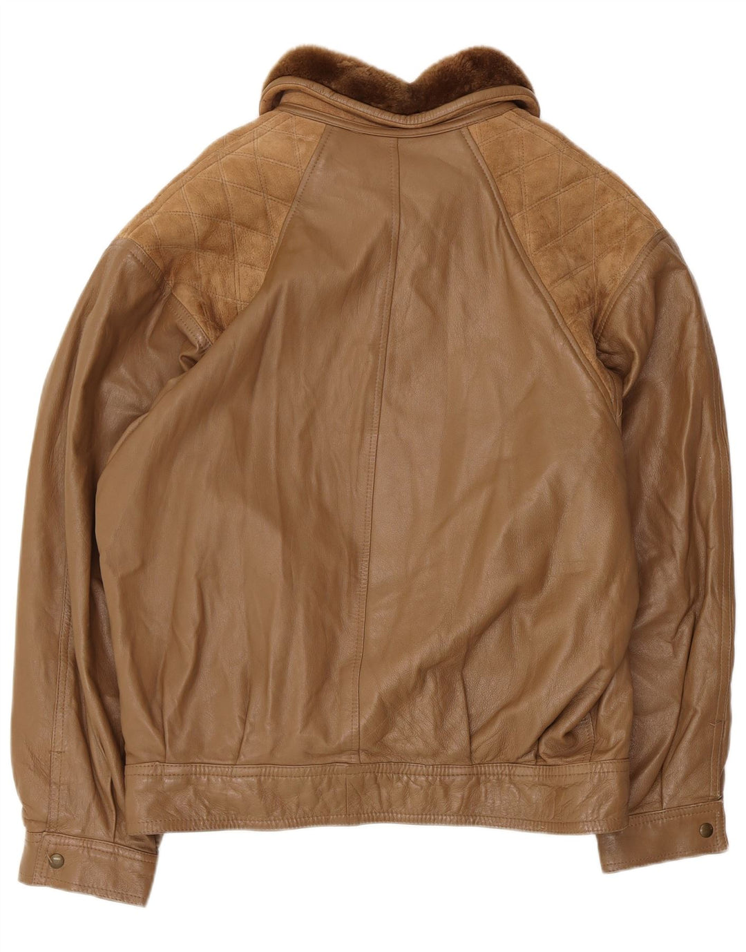 Jachetă vintage bărbătească din shearling IT 52 XL din piele maro