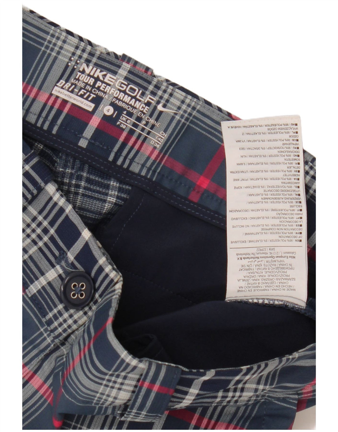 Pantaloni scurti chino Dri Fit Nike pentru femei UK 8 Small W28 Blue Check Poliester