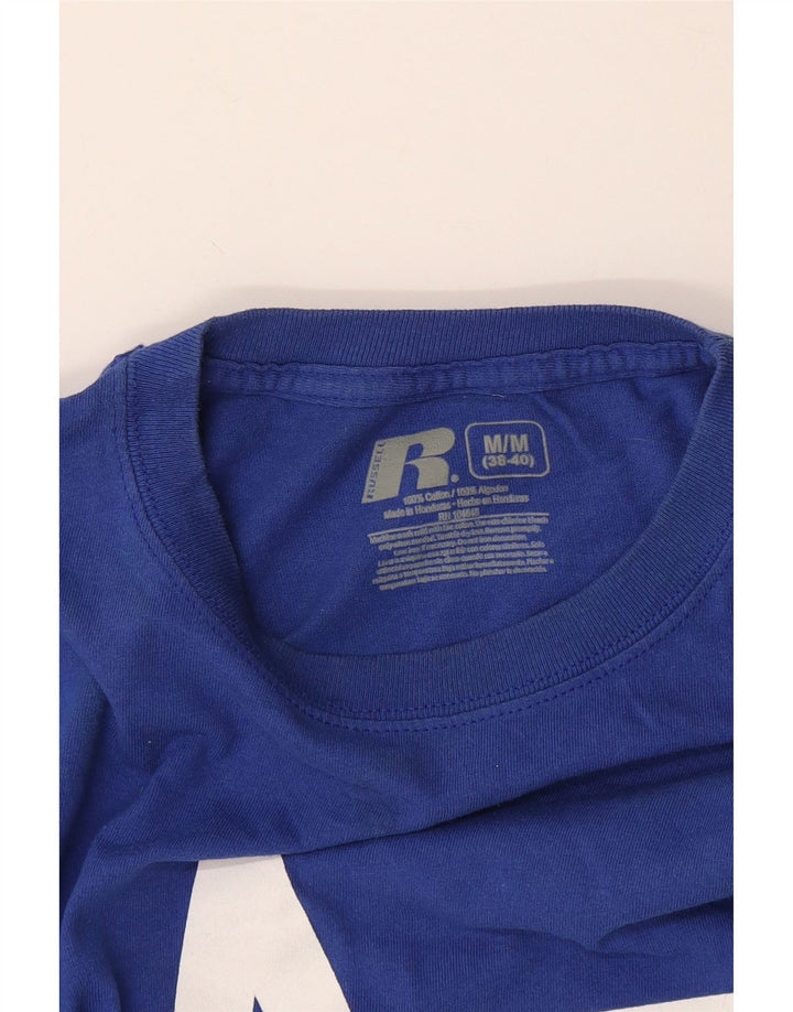 Tricou grafic Russell Athletic pentru bărbați Top din bumbac albastru mediu