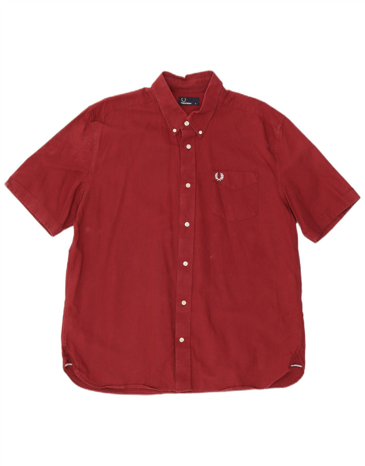 Cămașă cu mânecă scurtă Fred Perry pentru bărbați, bumbac maro