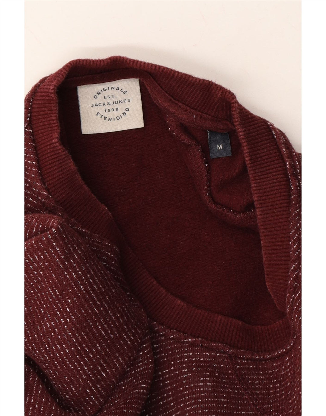 JACK & JONES Mens Sweatshirt Jumper Medium Burgundy Cotton Vintage Jack & Jones and Second-Hand Jack & Jones from Messina Hembry 