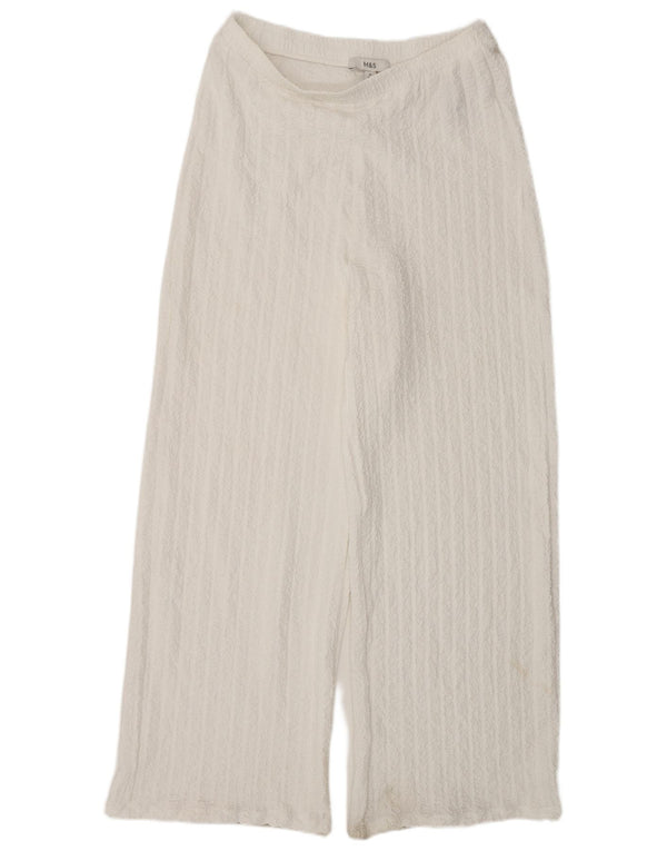 Marks & Spencer Pantaloni casual pentru femei cu picioare largi UK 12 Medium W30 L32 Alb