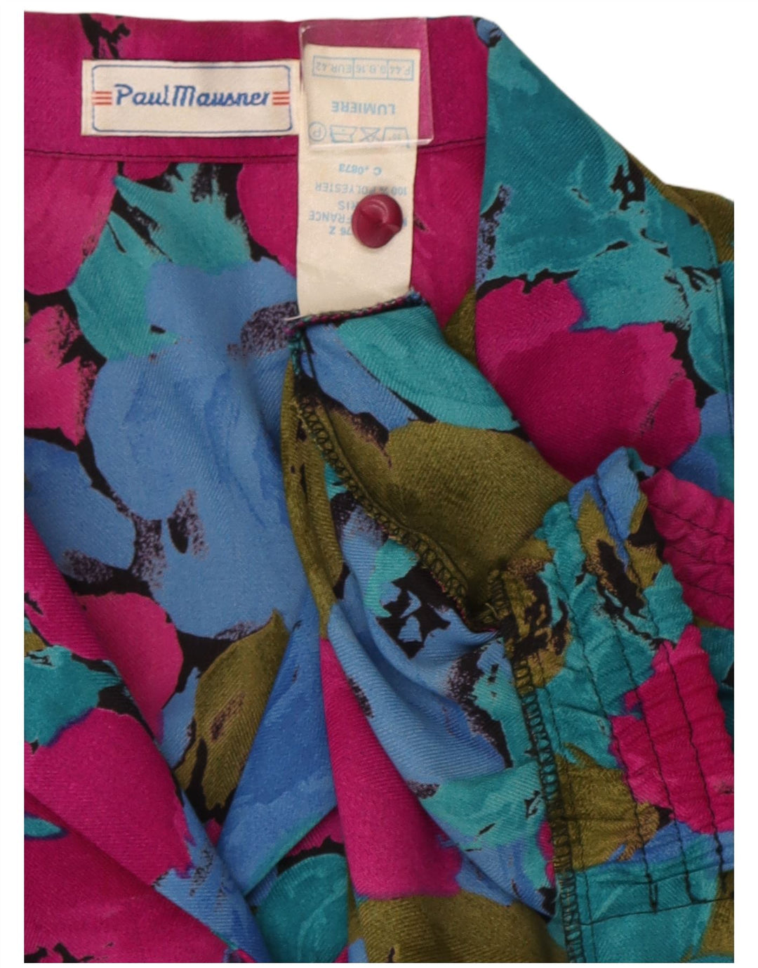 Bluză de cămașă vintage pentru femei UK 16 Poliester floral multicolor mare