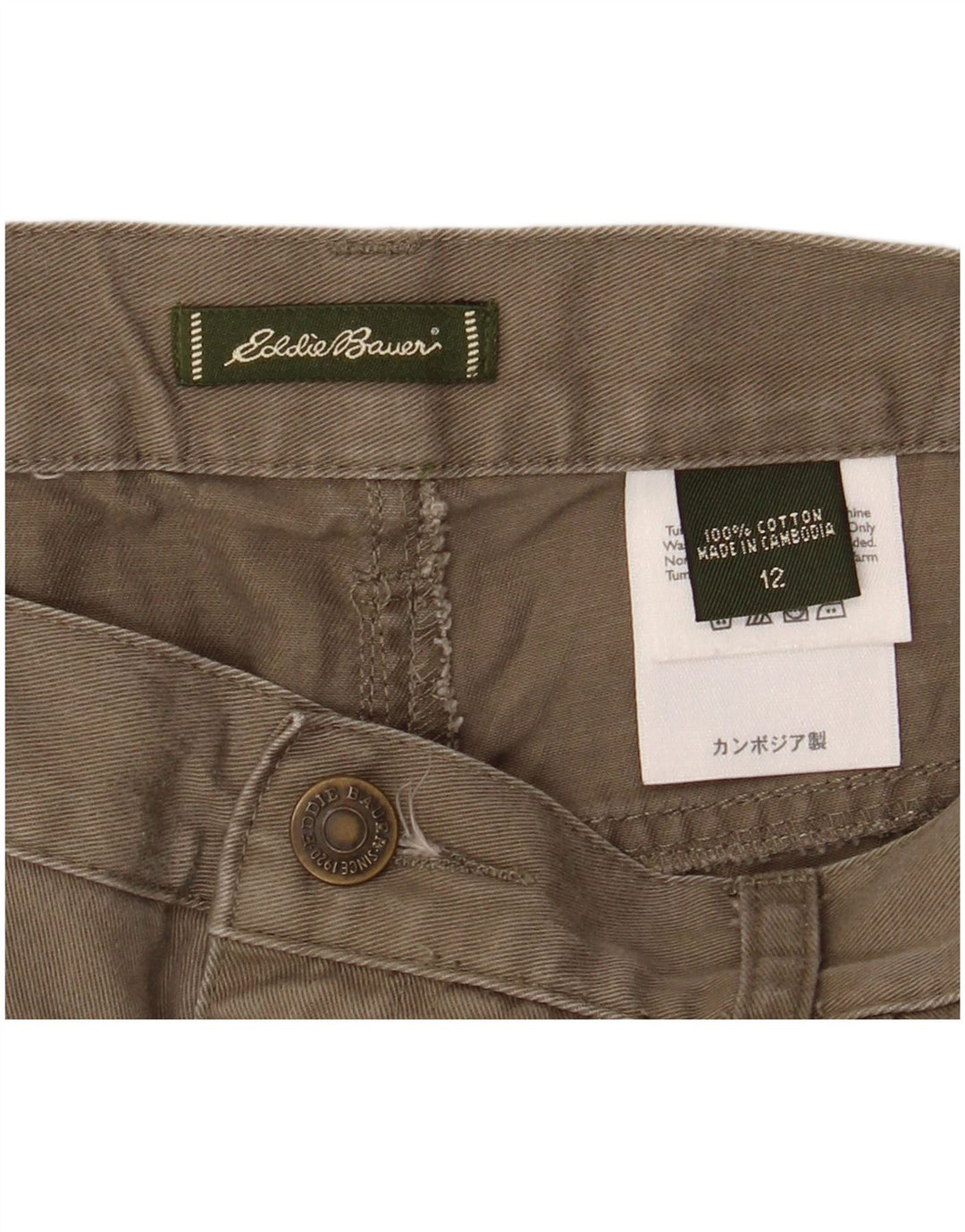 EDDIE BAUER Pantaloni tăiați cu talie înaltă pentru femei US 12 Large W32 L24 Green