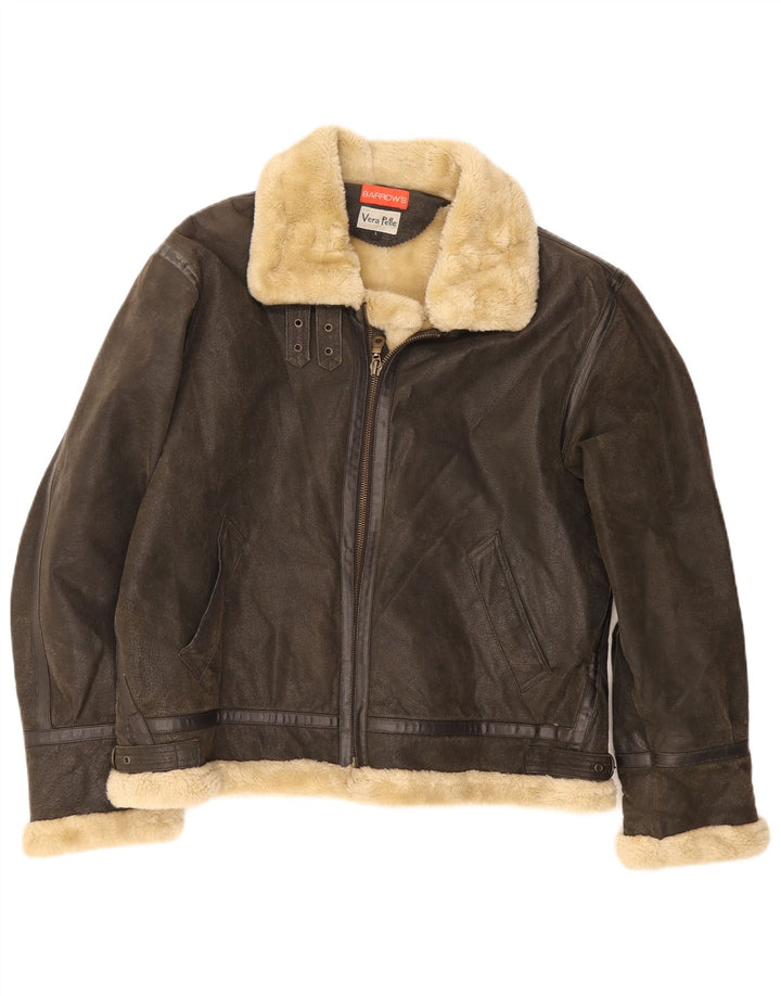 Barrow's Barrow's Bomber Shearling Jacket UK 40 Mare din piele maro